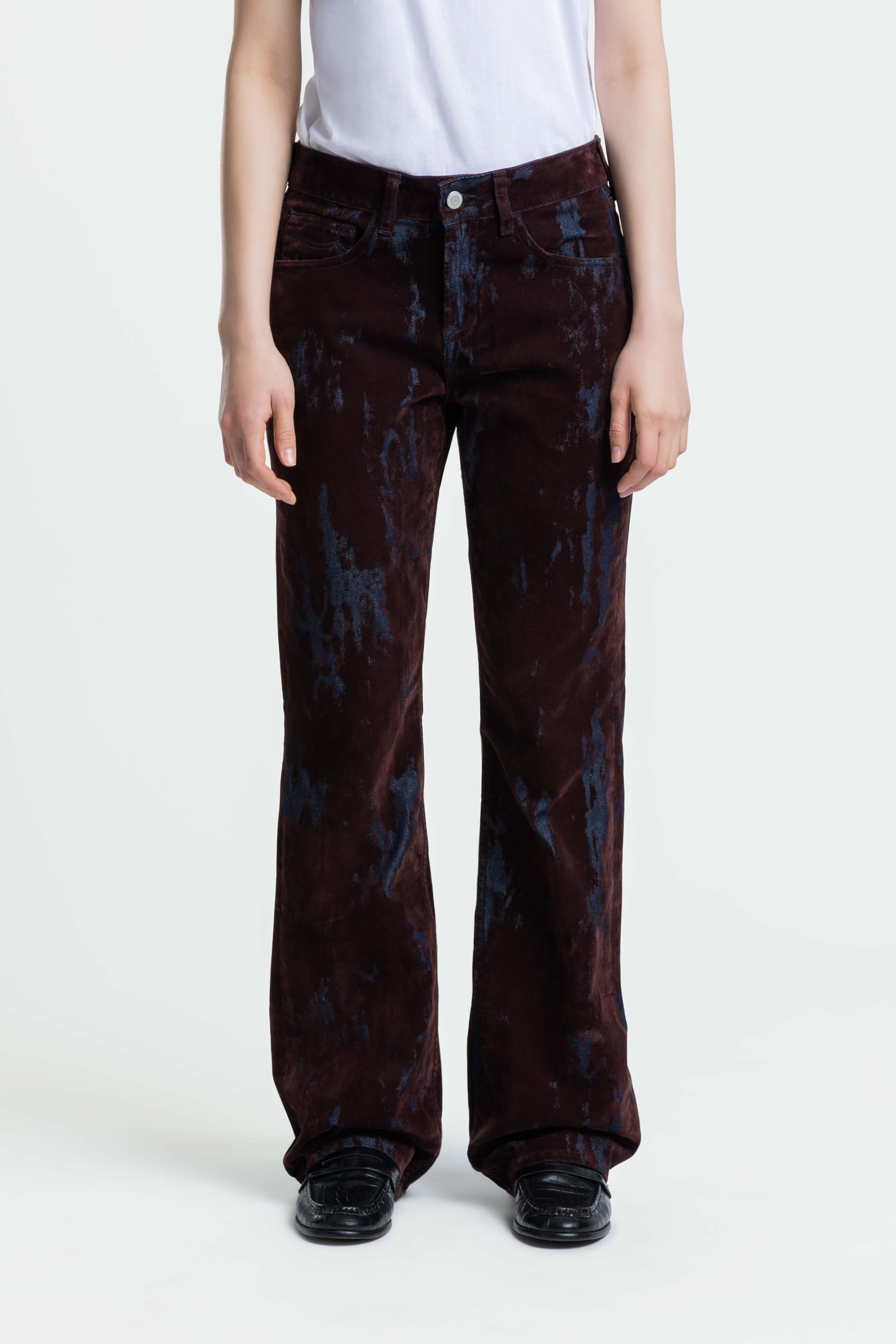 Kings Of Indigo Teruko Fudge Larissa Flock Damen Flared Hose braun